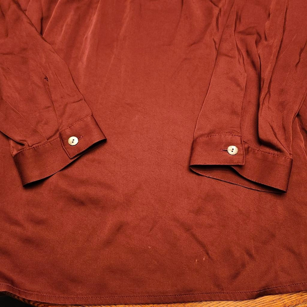 Women's J.Jill Burgundy Long Sleeve Blouse M A2 - Picture 3 of 6